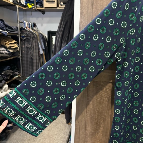 Michael Kors 1X Tunic V Neck Long Sleeve blue green stretch - Picture 6 of 10